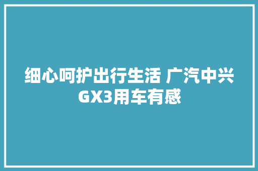 细心呵护出行生活 广汽中兴GX3用车有感