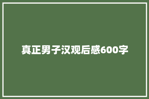 真正男子汉观后感600字