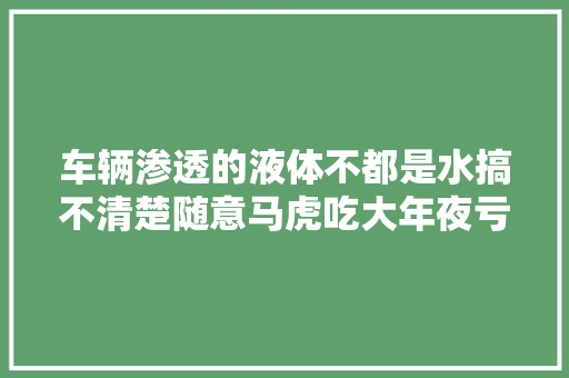 车辆渗透的液体不都是水搞不清楚随意马虎吃大年夜亏