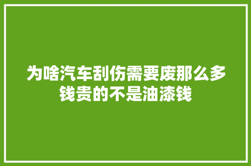 为啥汽车刮伤需要废那么多钱贵的不是油漆钱