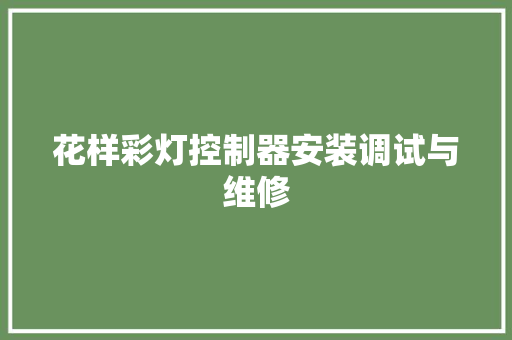 花样彩灯控制器安装调试与维修