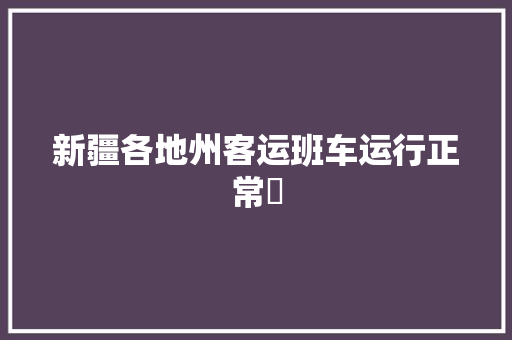 新疆各地州客运班车运行正常​