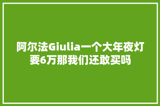 阿尔法Giulia一个大年夜灯要6万那我们还敢买吗