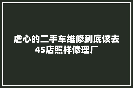 虐心的二手车维修到底该去4S店照样修理厂