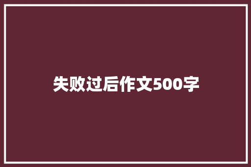 失败过后作文500字