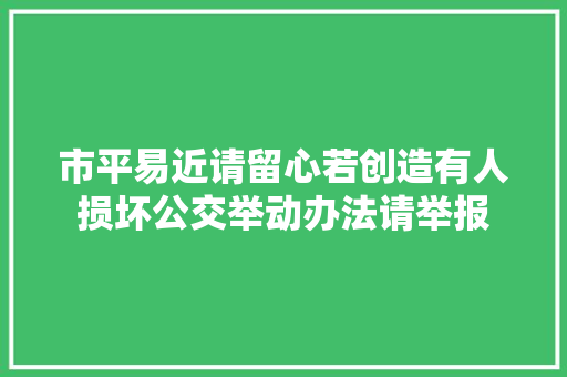 市平易近请留心若创造有人损坏公交举动办法请举报