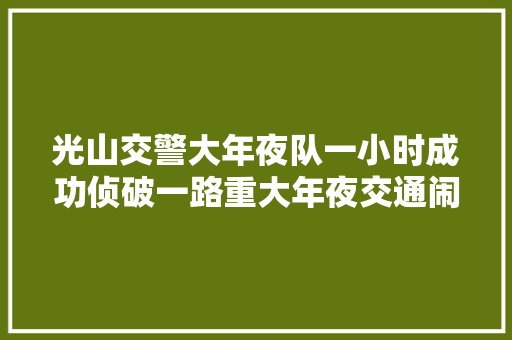光山交警大年夜队一小时成功侦破一路重大年夜交通闹事逃逸案
