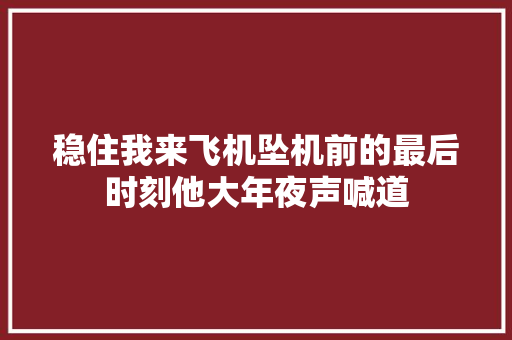 稳住我来飞机坠机前的最后时刻他大年夜声喊道