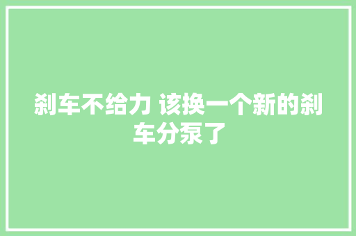 刹车不给力 该换一个新的刹车分泵了