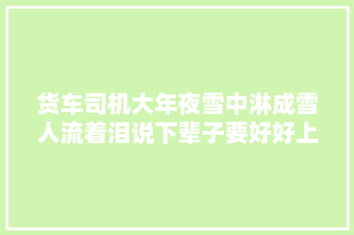 货车司机大年夜雪中淋成雪人流着泪说下辈子要好好上学