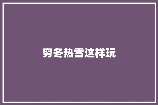 穷冬热雪这样玩