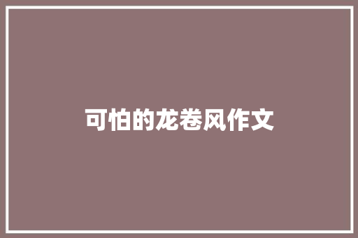 可怕的龙卷风作文