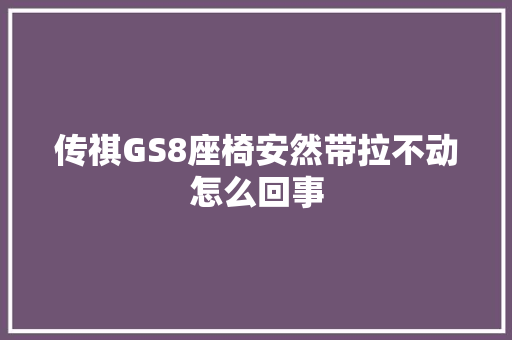 传祺GS8座椅安然带拉不动怎么回事