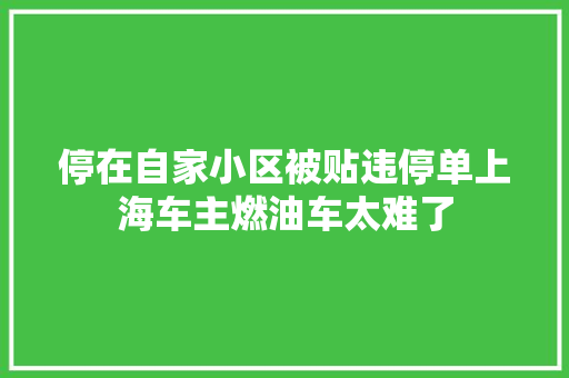 停在自家小区被贴违停单上海车主燃油车太难了