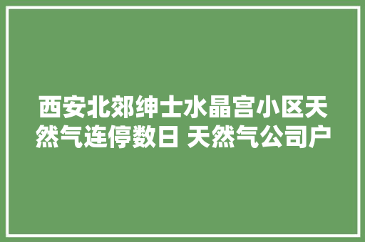 西安北郊绅士水晶宫小区天然气连停数日 天然气公司户内排查中
