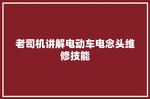 老司机讲解电动车电念头维修技能