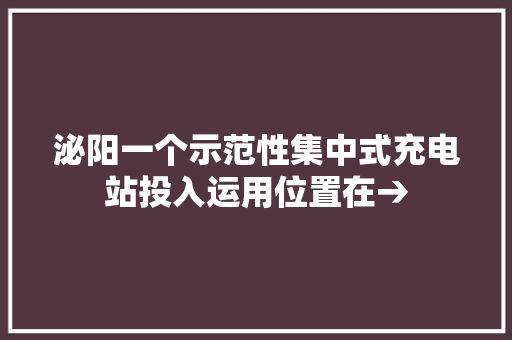 泌阳一个示范性集中式充电站投入运用位置在→