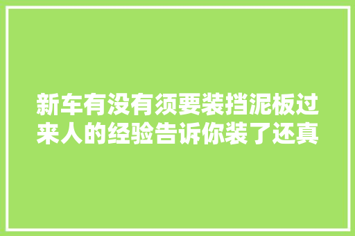 新车有没有须要装挡泥板过来人的经验告诉你装了还真喷鼻香
