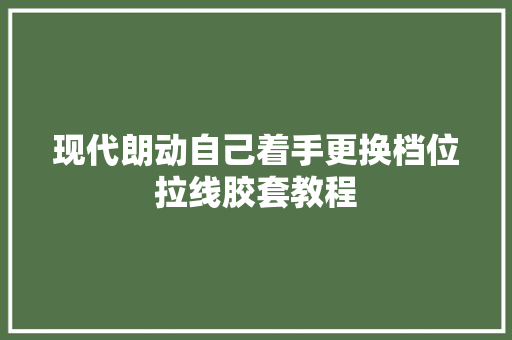 现代朗动自己着手更换档位拉线胶套教程