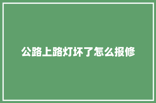 公路上路灯坏了怎么报修