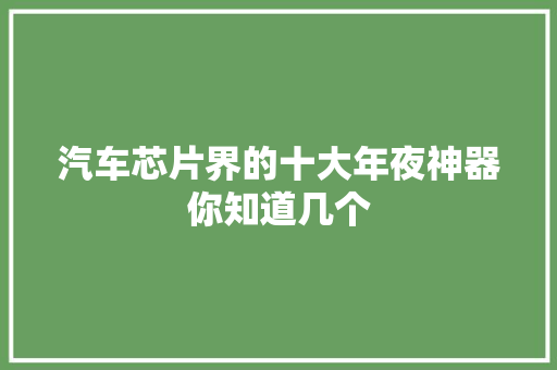 汽车芯片界的十大年夜神器你知道几个