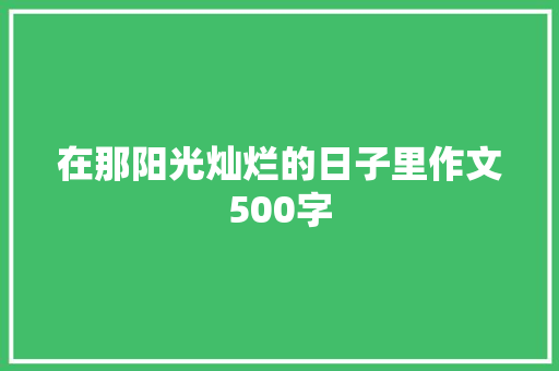 在那阳光灿烂的日子里作文500字