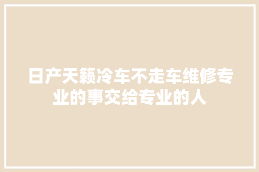 日产天籁冷车不走车维修专业的事交给专业的人