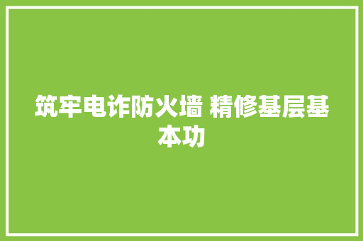 筑牢电诈防火墙 精修基层基本功