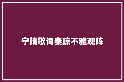 宁靖歌词秦琼不雅观阵 休闲娱乐