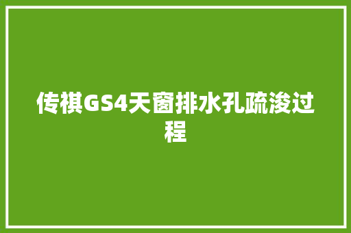 传祺GS4天窗排水孔疏浚过程