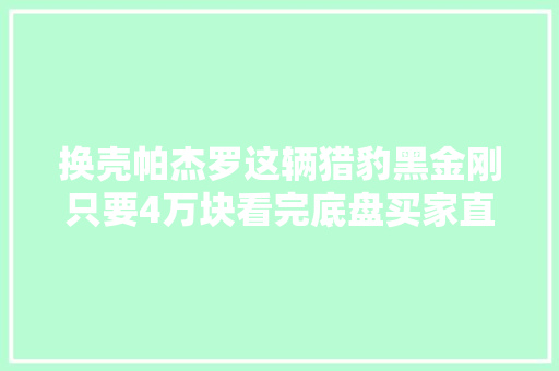 换壳帕杰罗这辆猎豹黑金刚只要4万块看完底盘买家直摇头