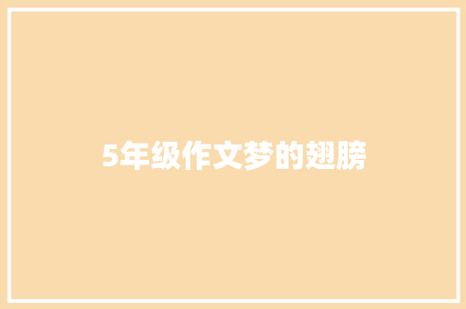 5年级作文梦的翅膀