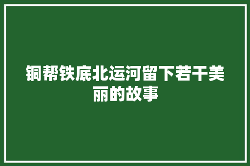 铜帮铁底北运河留下若干美丽的故事