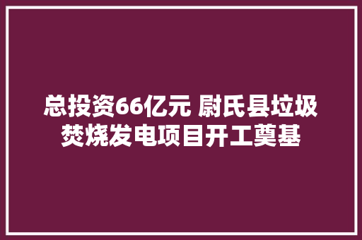 总投资66亿元 尉氏县垃圾焚烧发电项目开工奠基