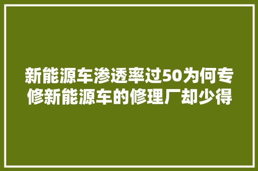 新能源车渗透率过50为何专修新能源车的修理厂却少得可怜