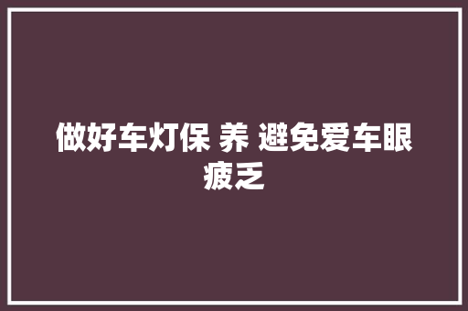 做好车灯保 养 避免爱车眼疲乏
