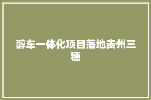 醇车一体化项目落地贵州三穗