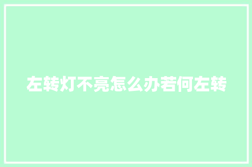 左转灯不亮怎么办若何左转