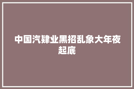 中国汽肄业黑招乱象大年夜起底