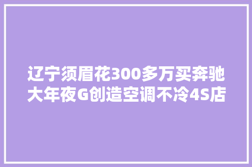辽宁须眉花300多万买奔驰大年夜G创造空调不冷4S店称在与车主沟通