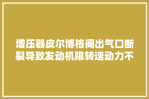 增压器皮尔博格阀出气口断裂导致发动机限转速动力不足的故障案例