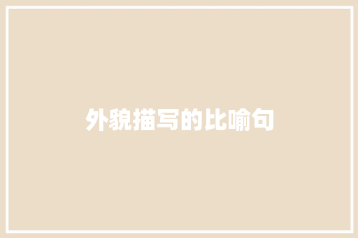 外貌描写的比喻句