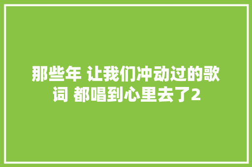 那些年 让我们冲动过的歌词 都唱到心里去了2