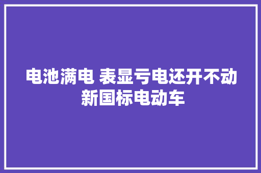 电池满电 表显亏电还开不动 新国标电动车