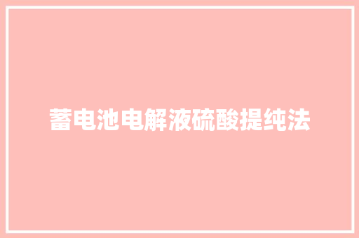 蓄电池电解液硫酸提纯法