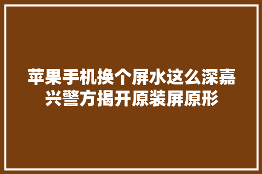 苹果手机换个屏水这么深嘉兴警方揭开原装屏原形