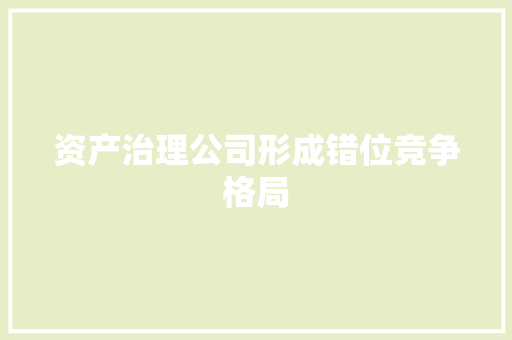 资产治理公司形成错位竞争格局