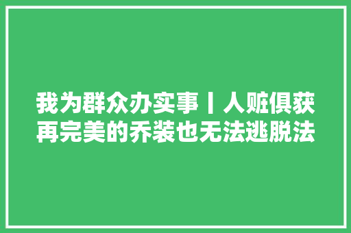 我为群众办实事丨人赃俱获再完美的乔装也无法逃脱法网