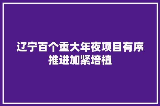 辽宁百个重大年夜项目有序推进加紧培植