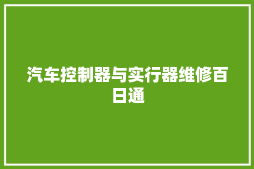 汽车控制器与实行器维修百日通